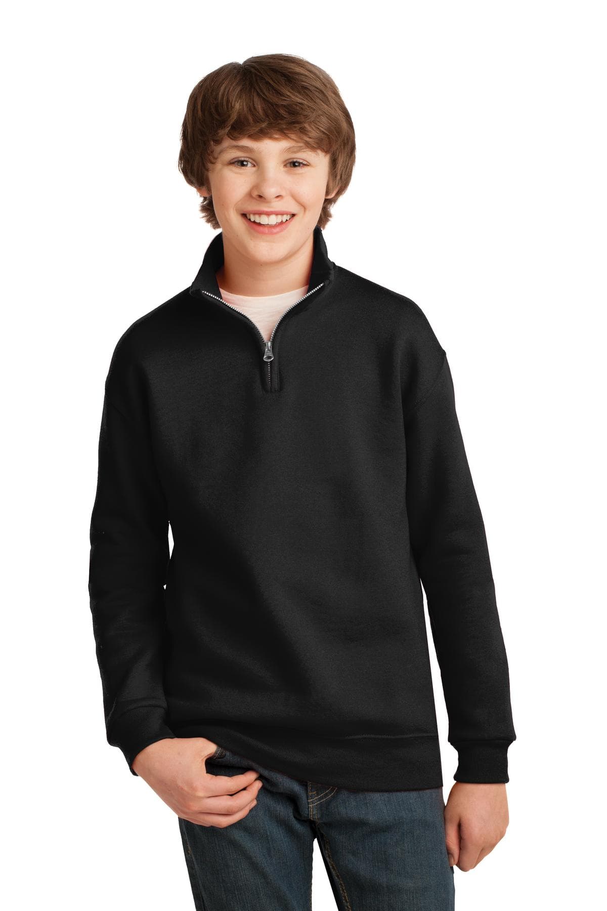 DISCONTINUED Jerzees Youth NuBlend 1/4-Zip Cadet Collar Sweatshirt 995Y