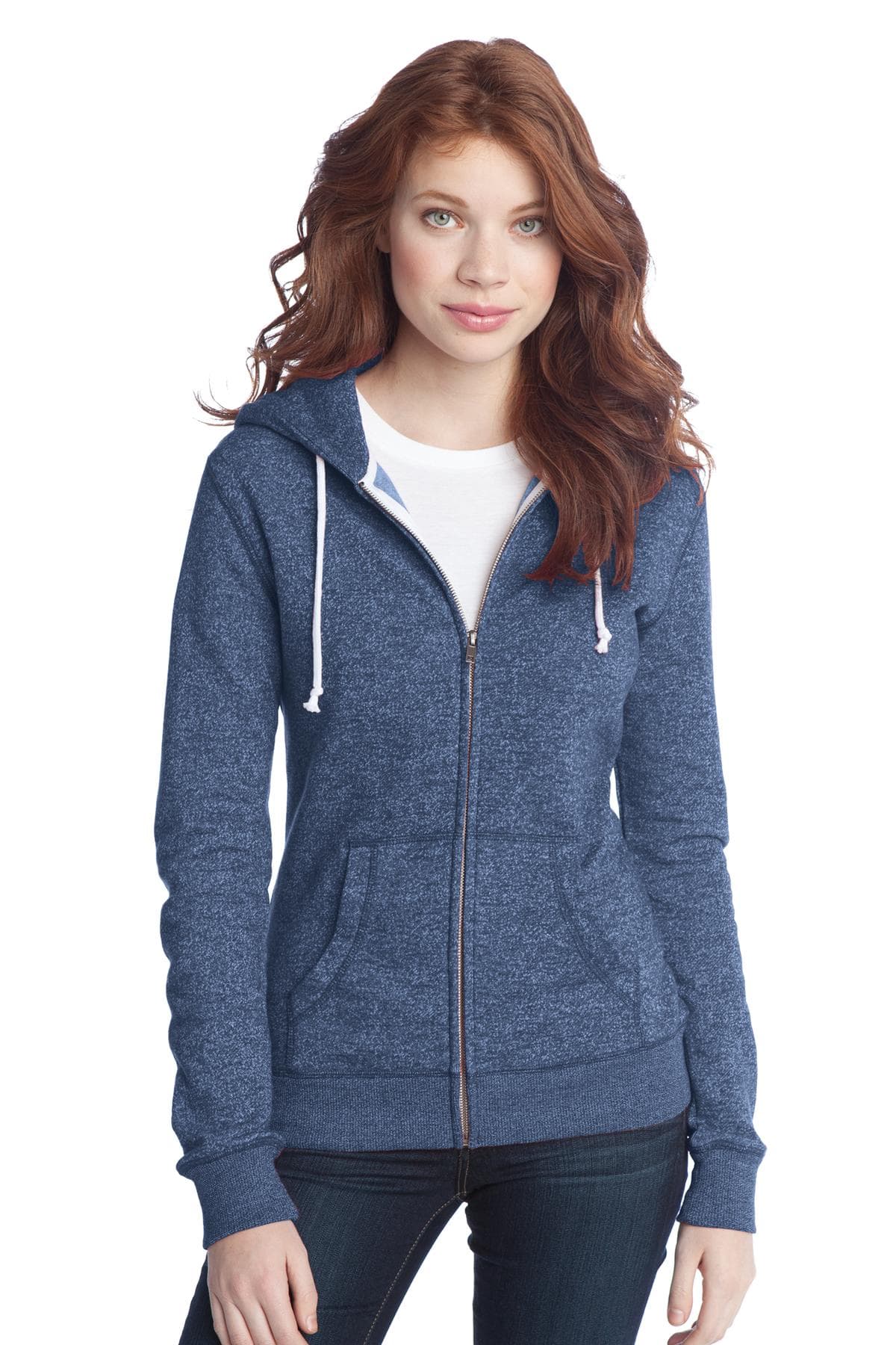 DISCONTINUED District - Juniors Marled Fleece Full-Zip Hoodie DT292