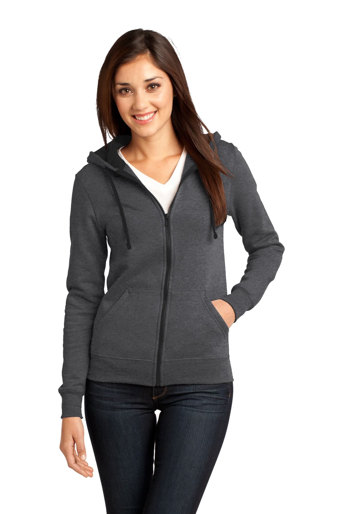 DISCONTINUED District - Juniors The Concert Fleece Full-Zip Hoodie. DT801