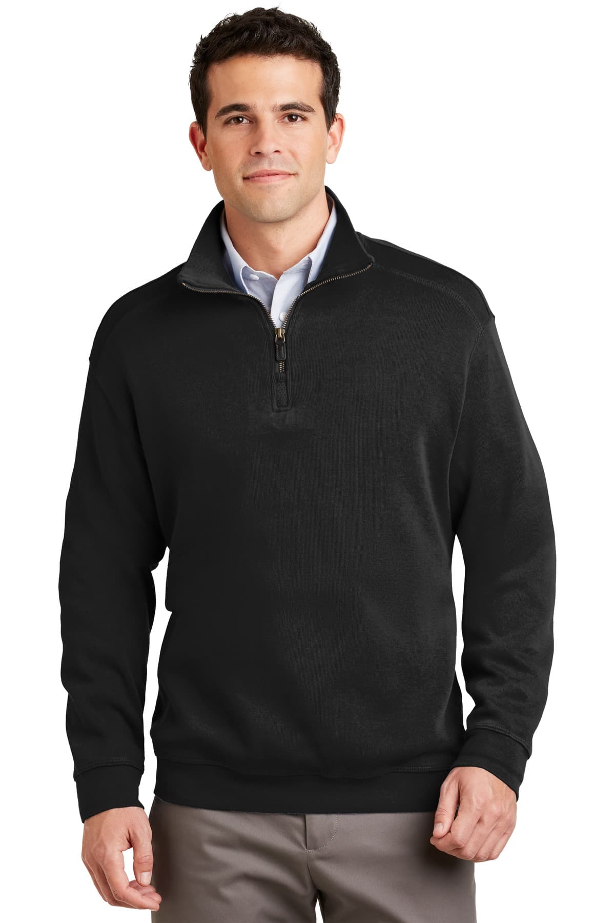 DISCONTINUED Port Authority Flatback Rib 1/4-Zip Pullover.  F220
