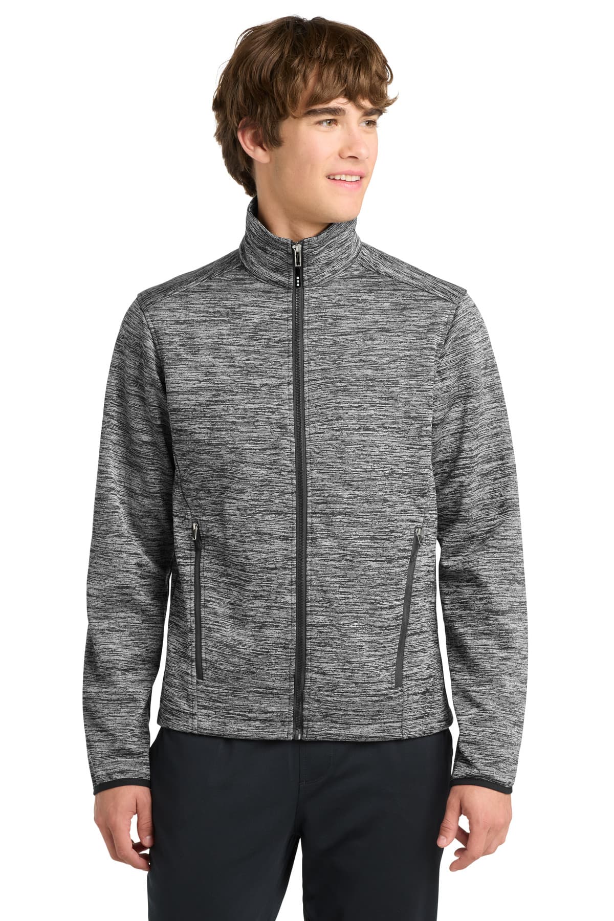 DISCONTINUED Sport-Tek PosiCharge Electric Heather Soft Shell Jacket. JST30