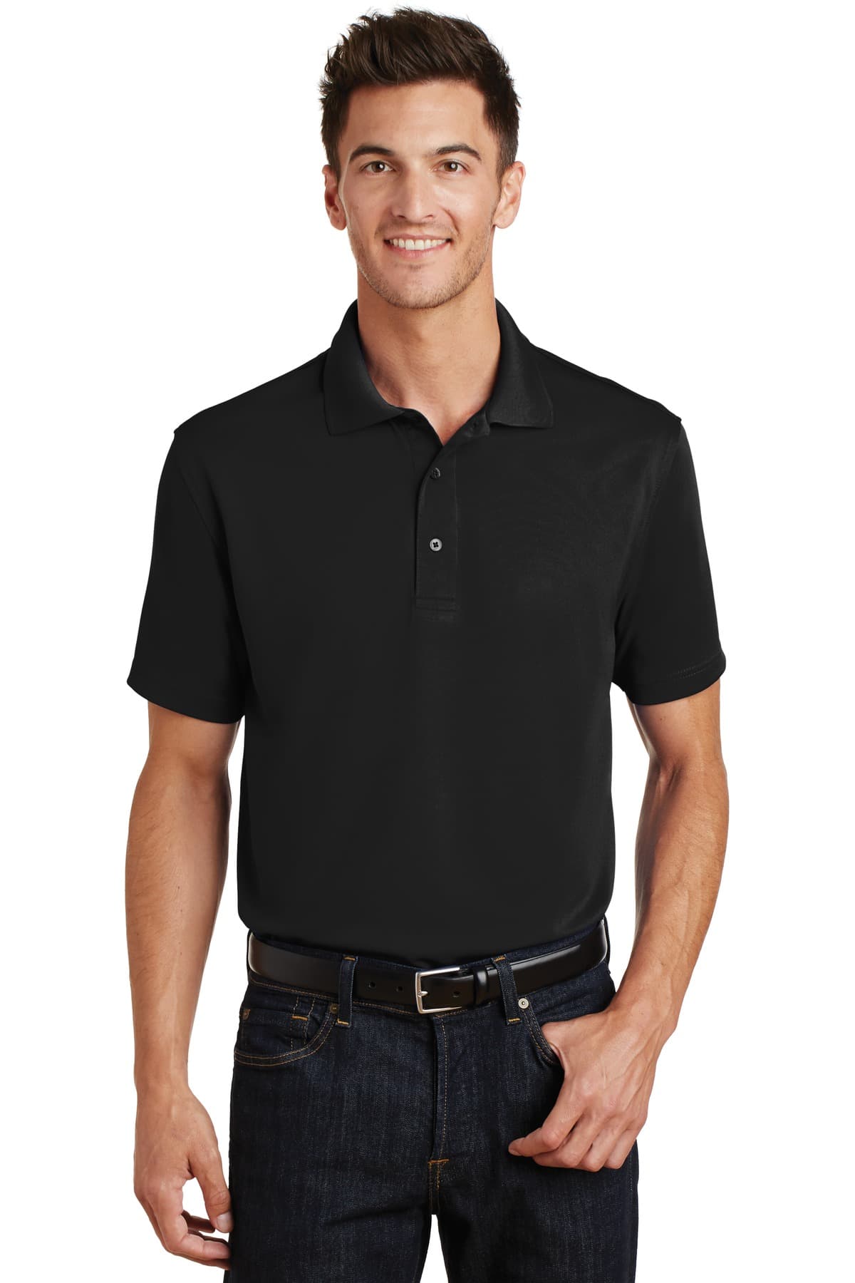 DISCONTINUED Port Authority Poly-Charcoal Blend Pique Polo. K497