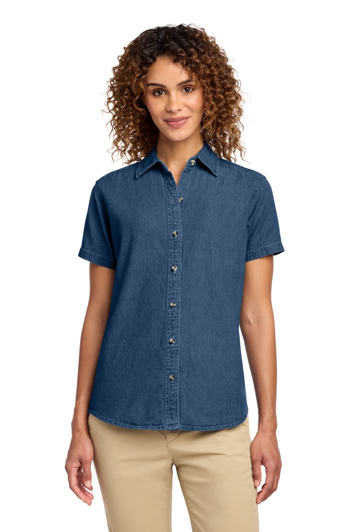 Port & Co Women's Short Sleeve Value Denim Shirt.  LSP11