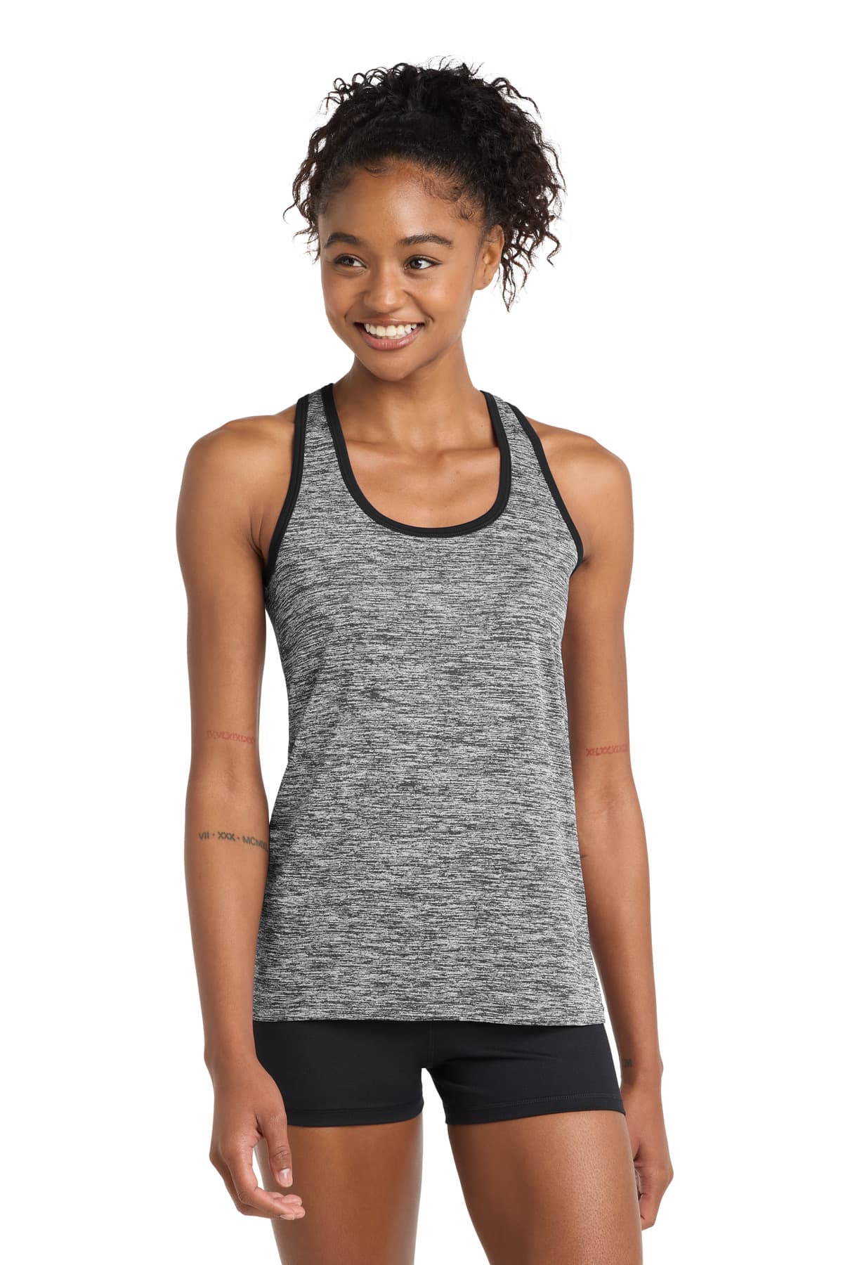 DISCONTINUED Sport-Tek  Women's PosiCharge  Electric Heather Racerback Tank. LST396