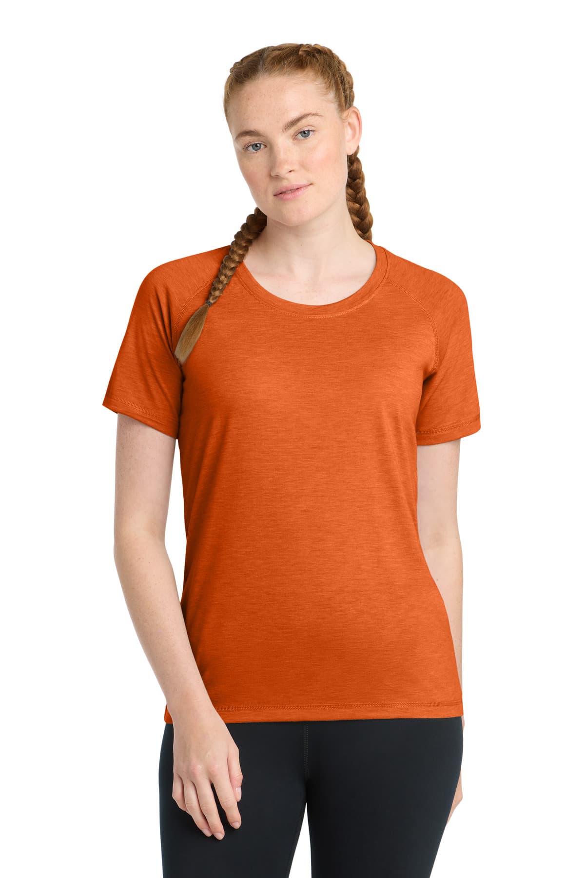Sport-Tek  Women's PosiCharge  Tri-Blend Wicking Scoop Neck Raglan Tee. LST400