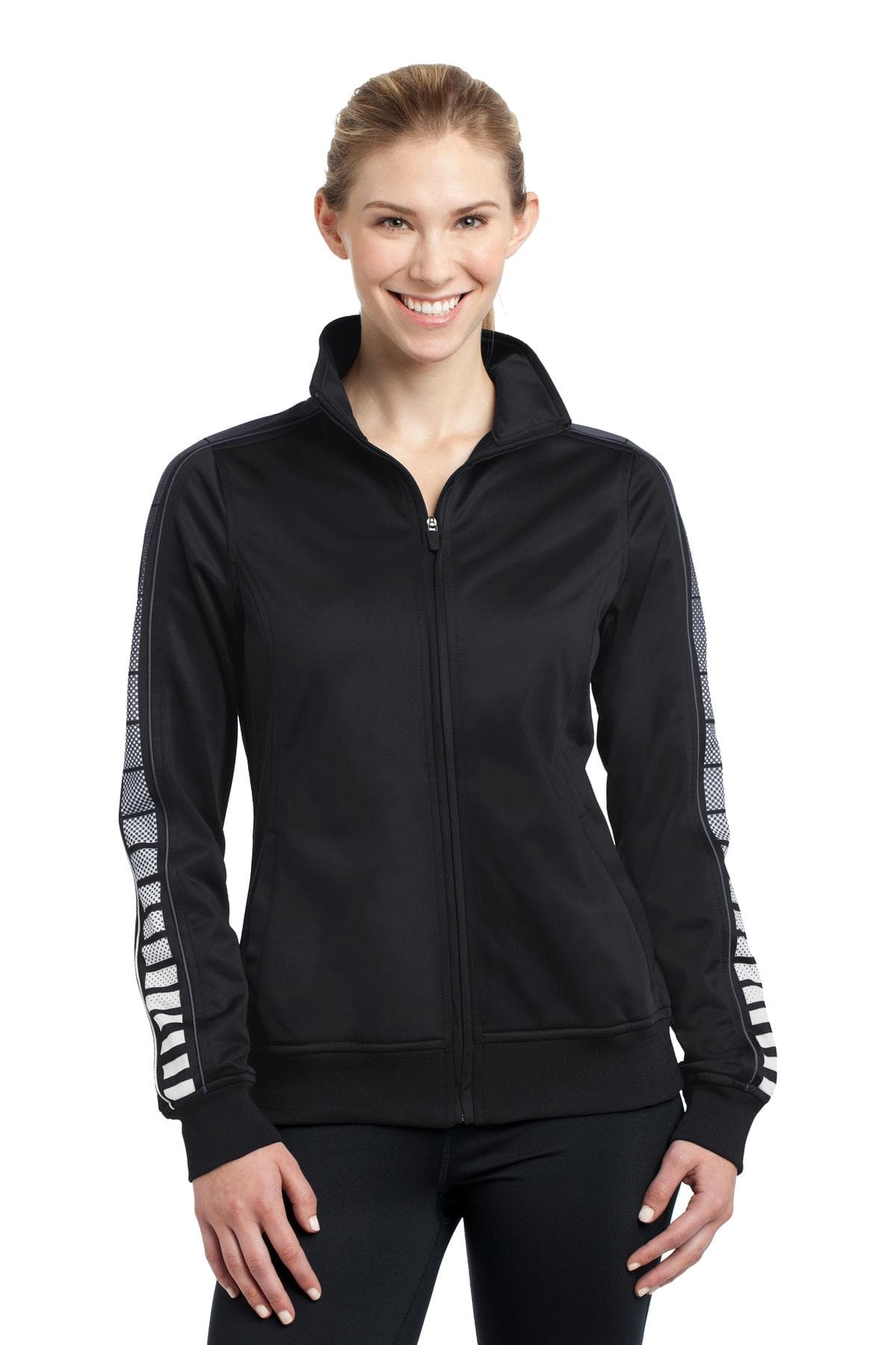 DISCONTINUED Sport-Tek Ladies Dot Sublimation Tricot Track Jacket. LST93