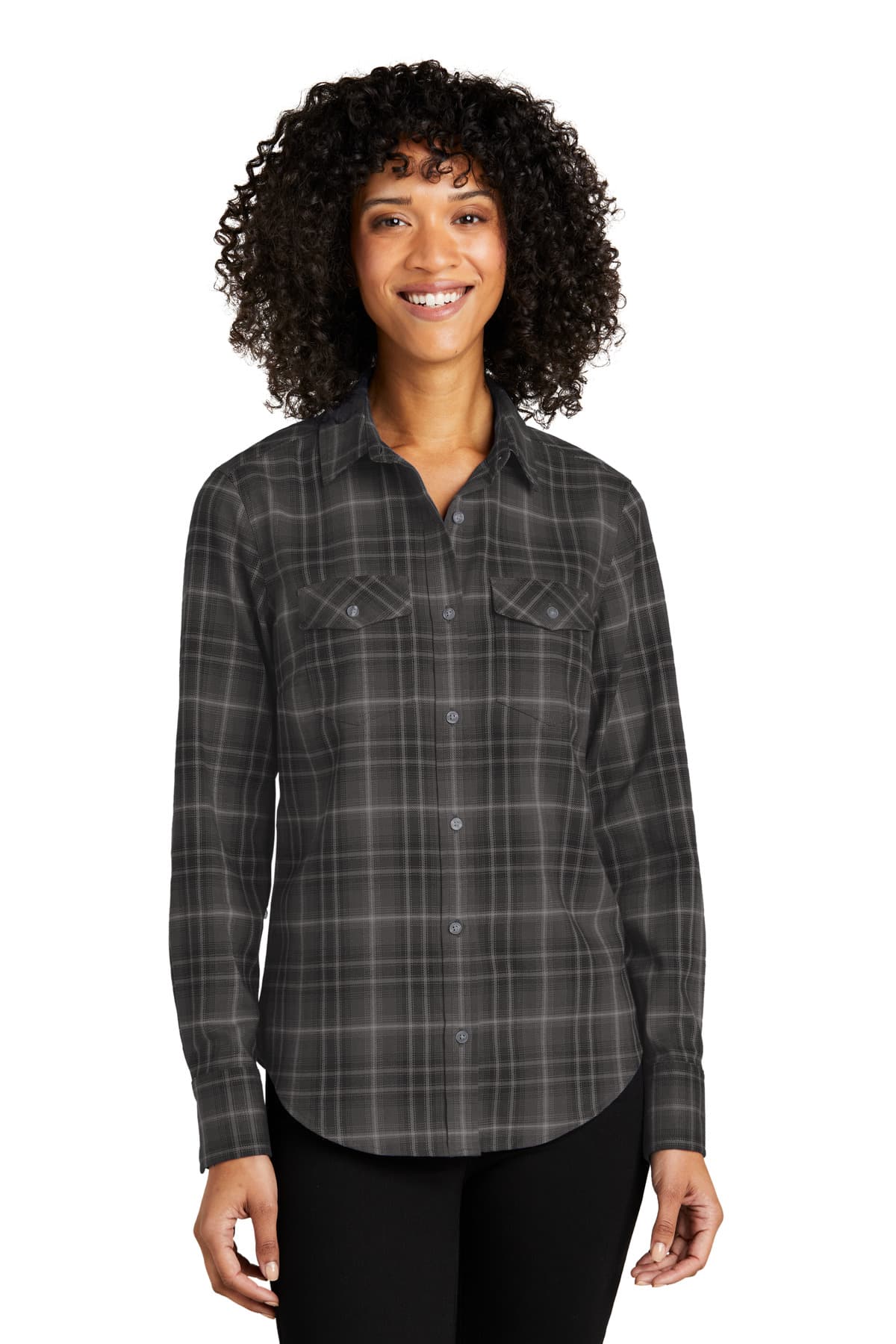 DISCONTINUED Port Authority Women's Long Sleeve Ombre Plaid Shirt LW672