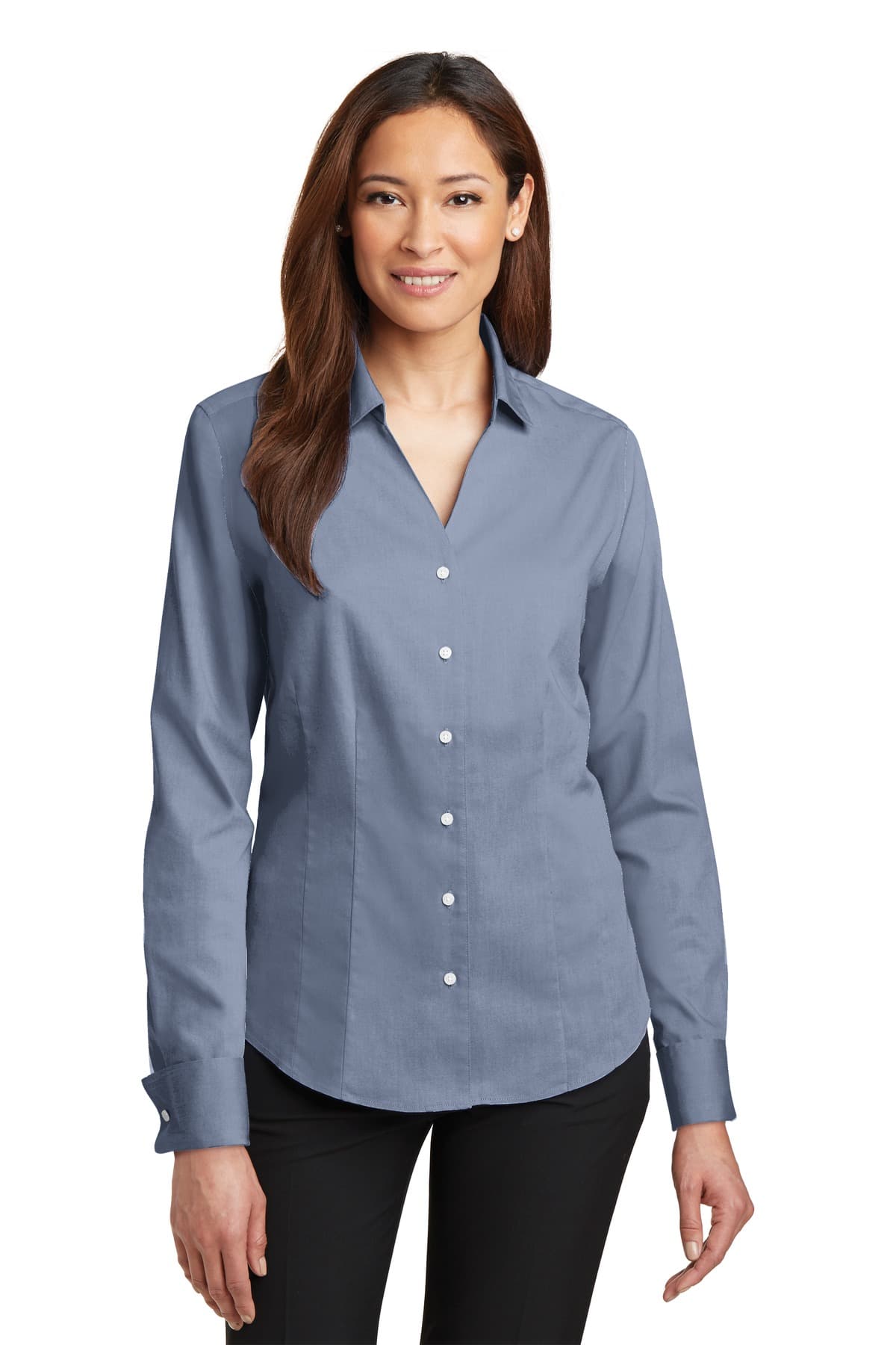 DISCONTINUED Red House - Ladies French Cuff Non-Iron Pinpoint Oxford Shirt. RH63