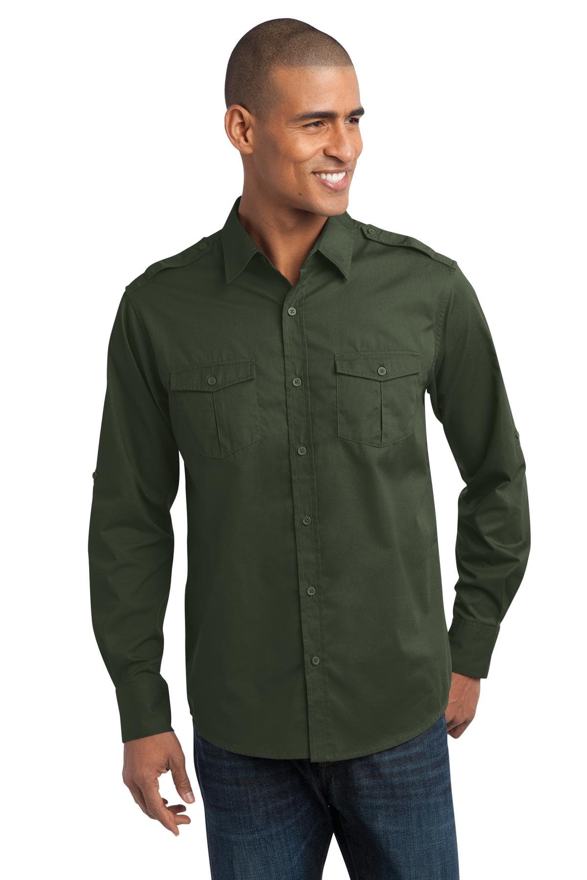 DISCONTINUED Port Authority Stain-Release Roll Sleeve Twill Shirt. S649