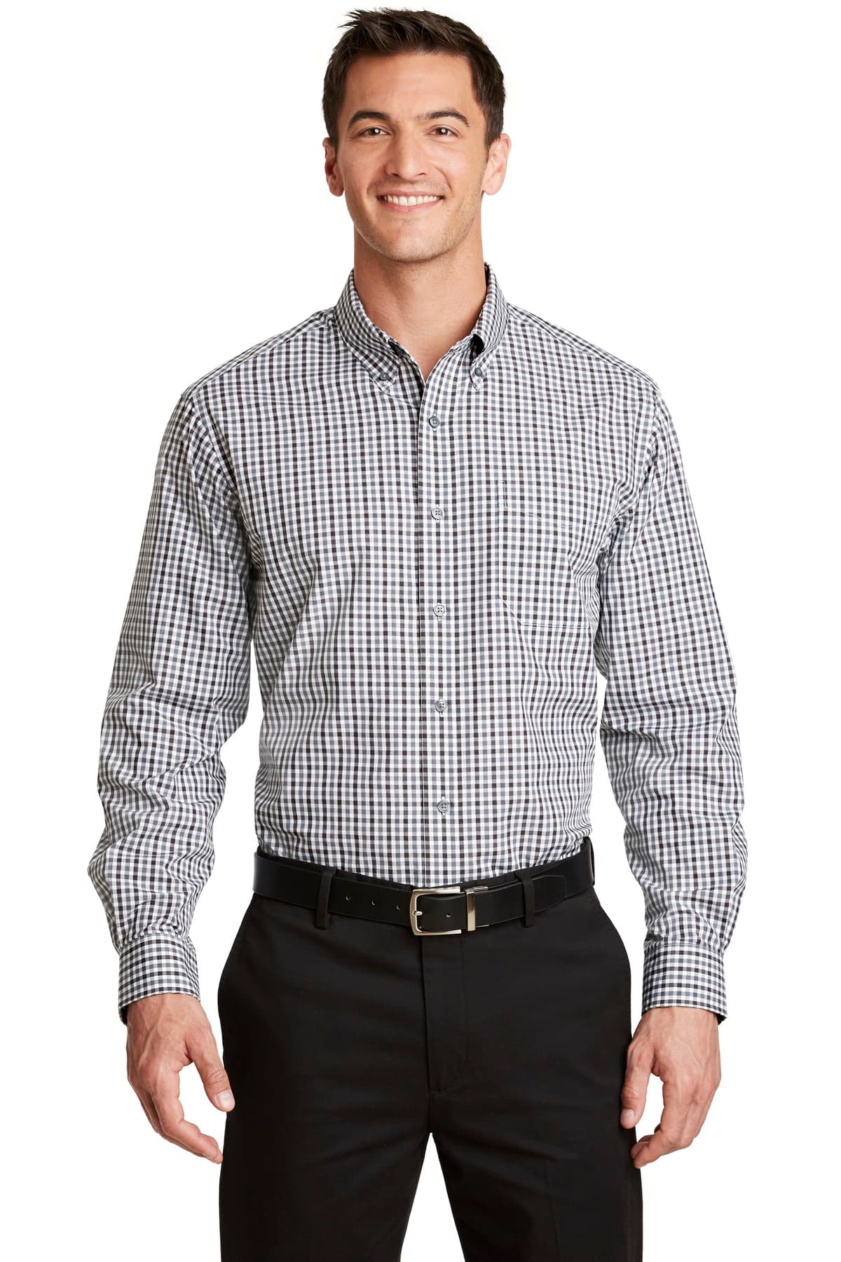 DISCONTINUED Port Authority Long Sleeve Gingham Easy Care Shirt. S654