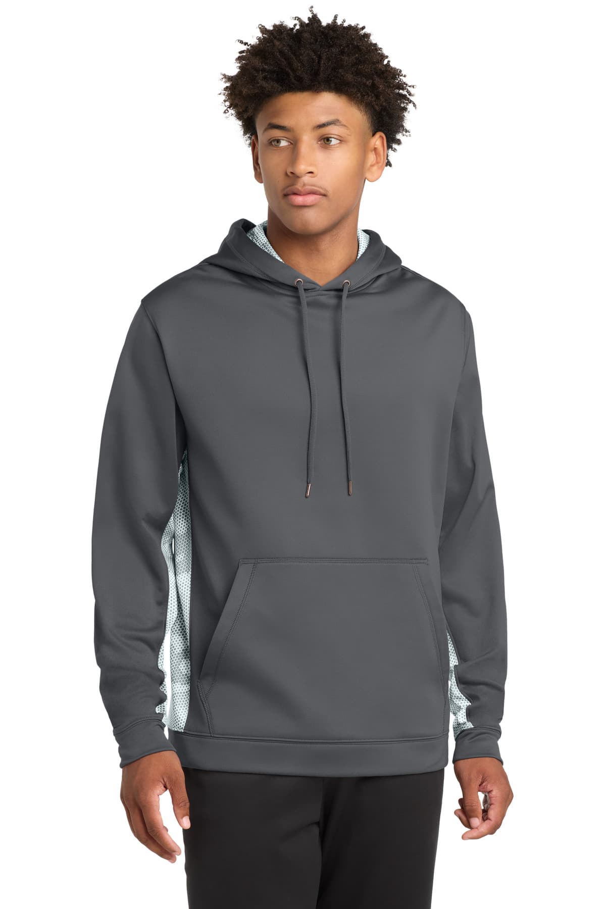 DISCONTINUED Sport-Tek Sport-Wick CamoHex Fleece Colorblock Hooded Pullover. ST239