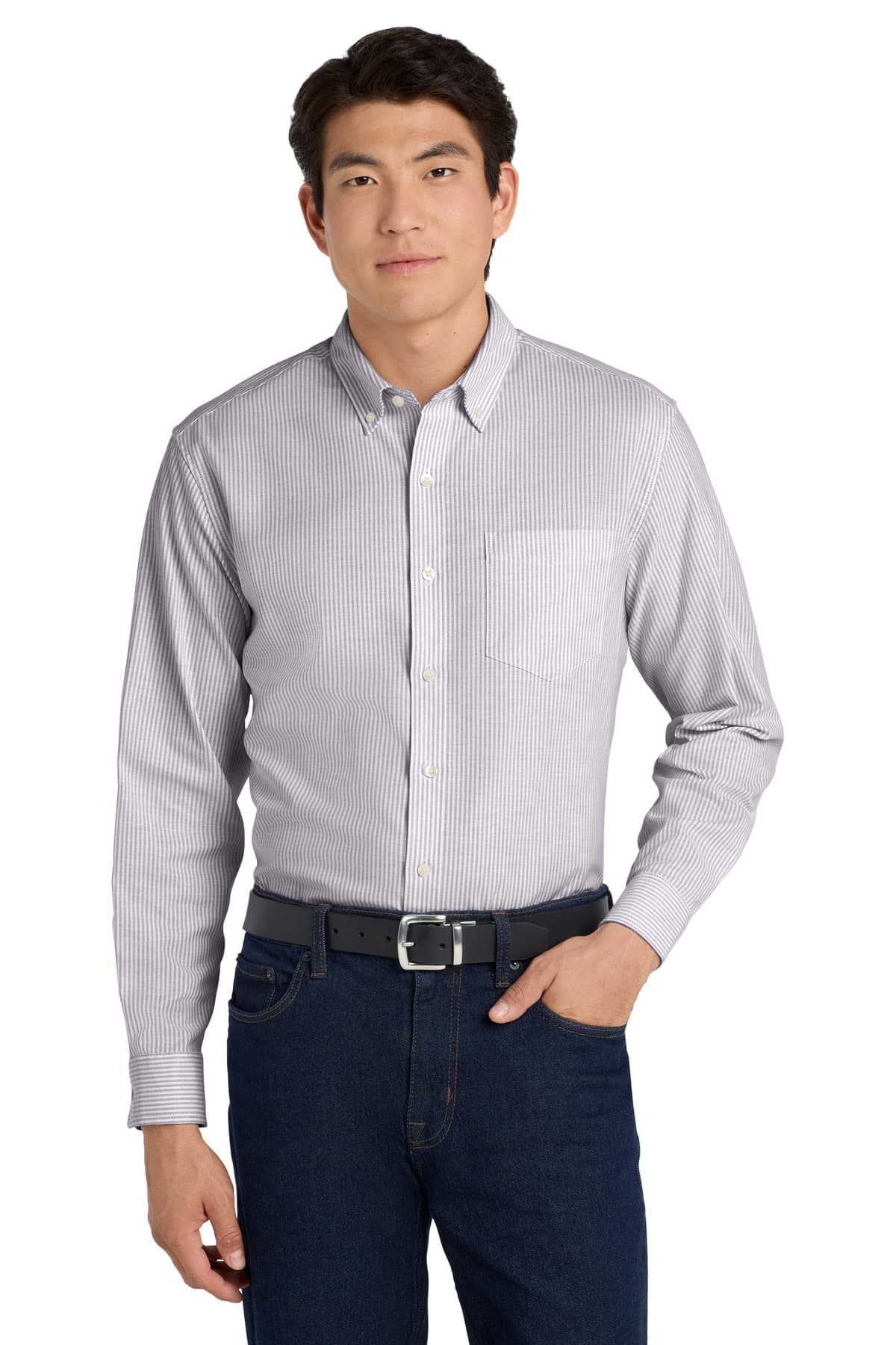 DISCONTINUED Port Authority  SuperPro  Oxford Stripe Shirt. W657