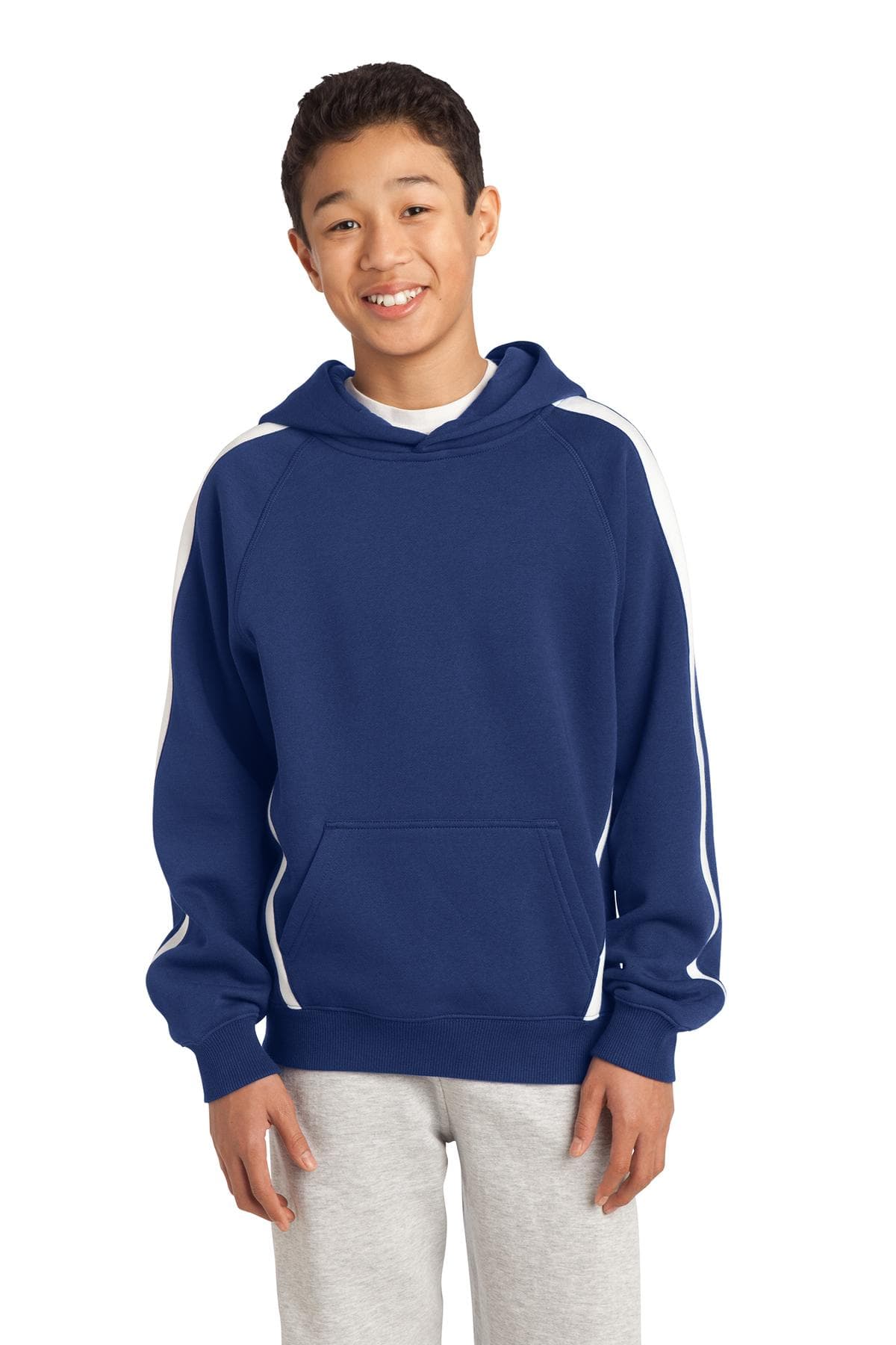 DISCONTINUED Sport-Tek Youth Sleeve Stripe Pullover Hooded Sweatshirt. YST265