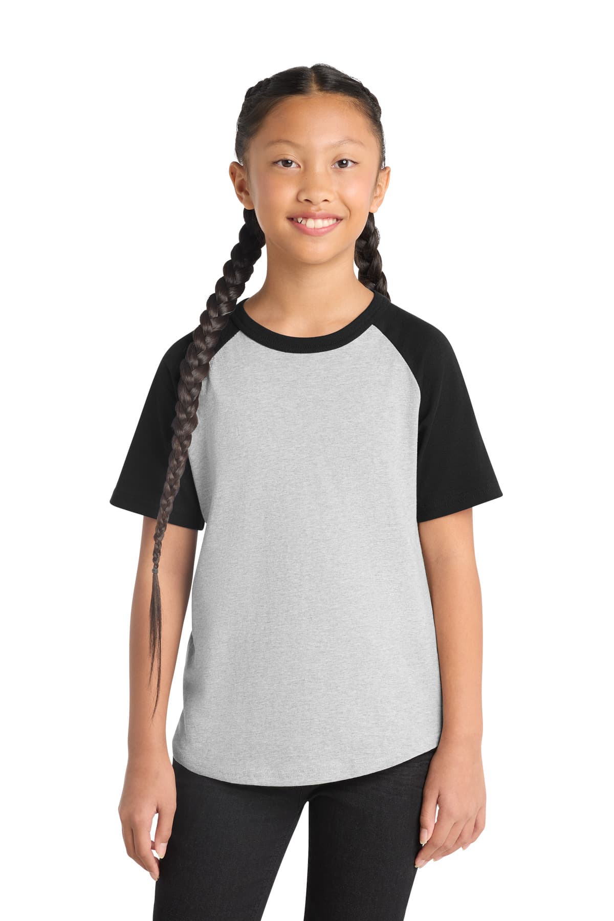 DISCONTINUED Sport-Tek Youth Short Sleeve Colorblock Raglan Jersey. YT201